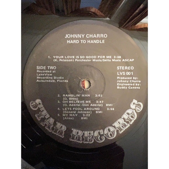 Johnny Charro Hard To Handle LP Star Records LVS 001 Autographed VG - Picture 7 of 7